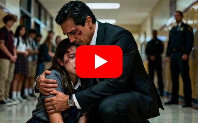 Padre desesperado carga a su hija herida tras derribar la puerta de la escuela para rescatarla de un compañero agresor