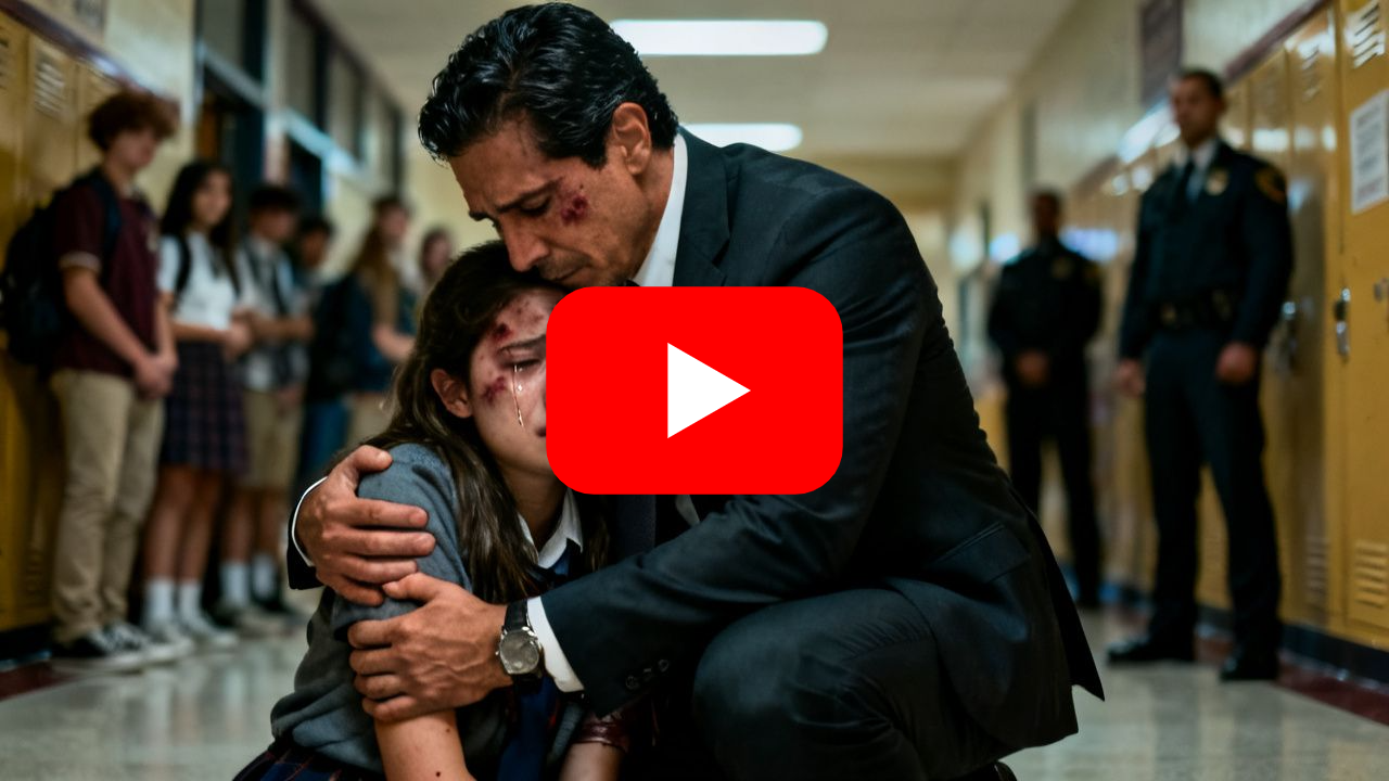 Padre desesperado carga a su hija herida tras derribar la puerta de la escuela para rescatarla de un compañero agresor