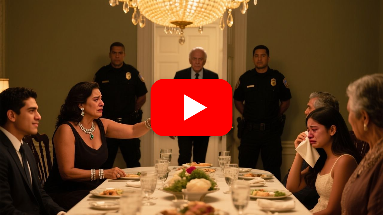 Mujer joven con vestido azul abandonando un elegante restaurante bajo la lluvia tras ser humillada por su suegra en una cena
