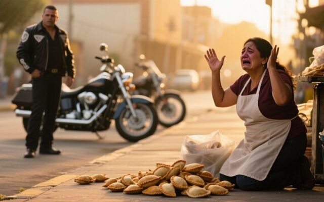Vendedora de empanadas humillada por motociclistas mientras su hijo llega en caravana de lujo